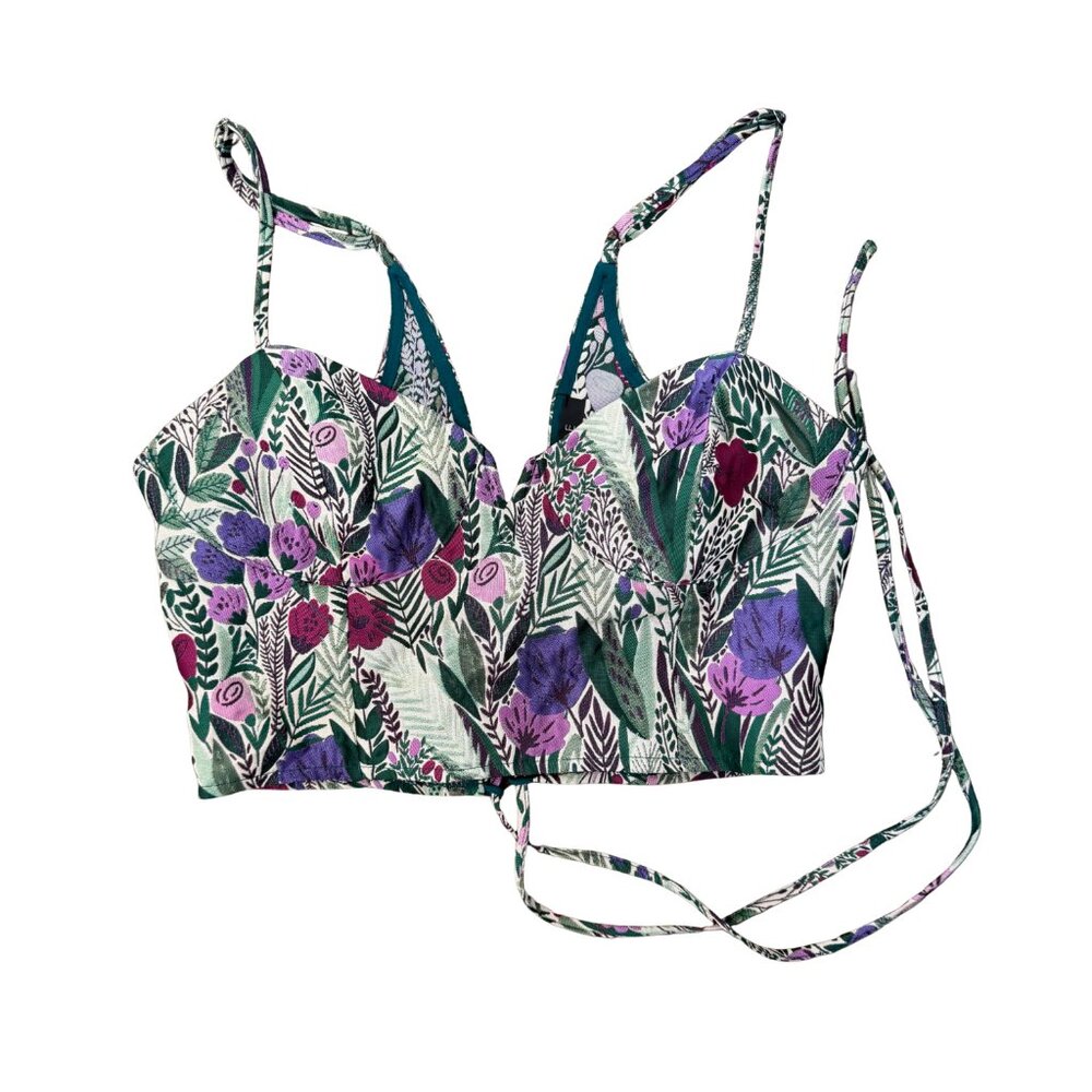 Floral Corset Top | Lace-Up Back | NWT | Size Medium